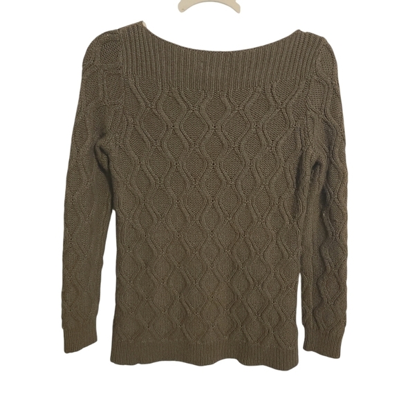 LOFT | Women's Olive Green/Brown Cable Knit Wool Blend Sweater (Size Medium) - Picture 1 of 14